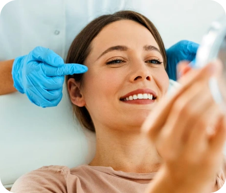 Smiling while looking at the mirror